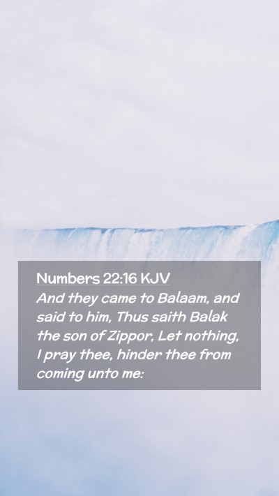 Picture 02 - Numbers 22:16 KJV Mobile Phone Wallpaper - And they came to Balaam, and said to him, Thus - Mobile Bible Verse Wallpaper