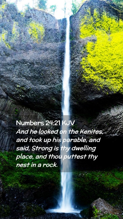 Picture 02 - Numbers 24:21 KJV Mobile Phone Wallpaper - And he looked on the Kenites, and took up his - Mobile Bible Verse Wallpaper