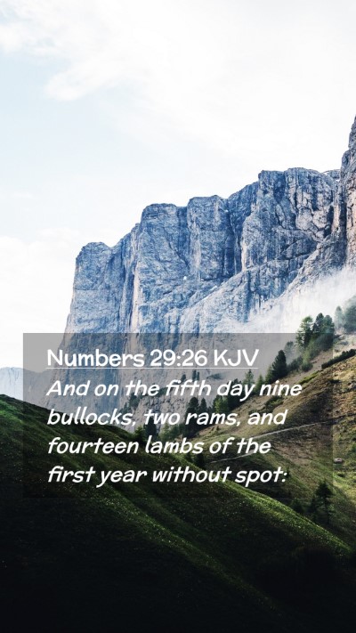 Picture 02 - Numbers 29:26 KJV Mobile Phone Wallpaper - And on the fifth day nine bullocks, two rams, and - Mobile Bible Verse Wallpaper