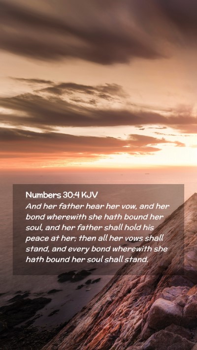 Picture 02 - Numbers 30:4 KJV Mobile Phone Wallpaper - And her father hear her vow, and her bond - Mobile Bible Verse Wallpaper