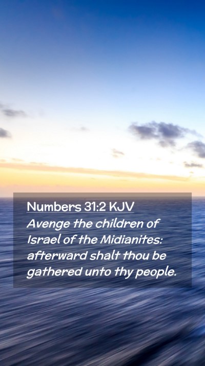 Picture 02 - Numbers 31:2 KJV Mobile Phone Wallpaper - Avenge the children of Israel of the Midianites: - Mobile Bible Verse Wallpaper
