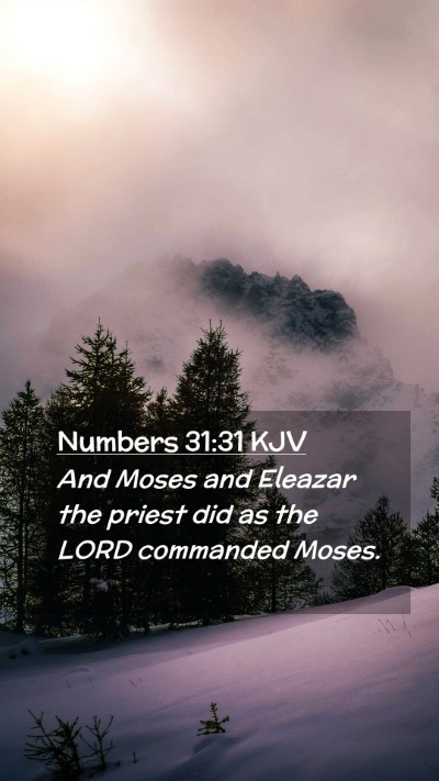Picture 02 - Numbers 31:31 KJV Mobile Phone Wallpaper - And Moses and Eleazar the priest did as the LORD - Mobile Bible Verse Wallpaper