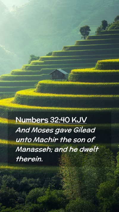 Picture 02 - Numbers 32:40 KJV Mobile Phone Wallpaper - And Moses gave Gilead unto Machir the son of - Mobile Bible Verse Wallpaper