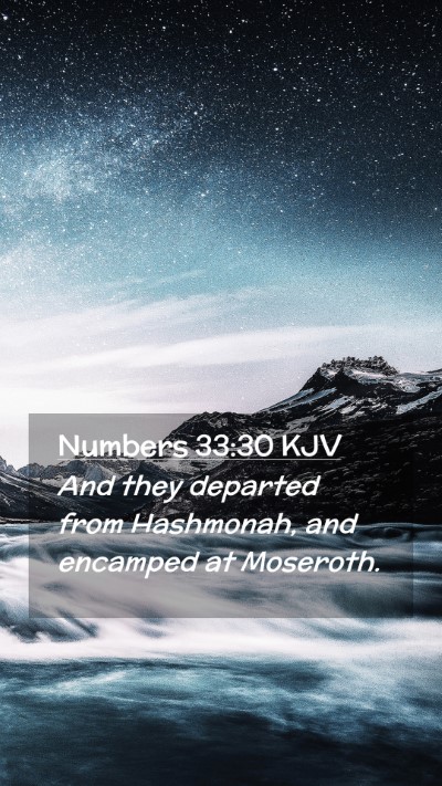Picture 02 - Numbers 33:30 KJV Mobile Phone Wallpaper - And they departed from Hashmonah, and encamped at - Mobile Bible Verse Wallpaper