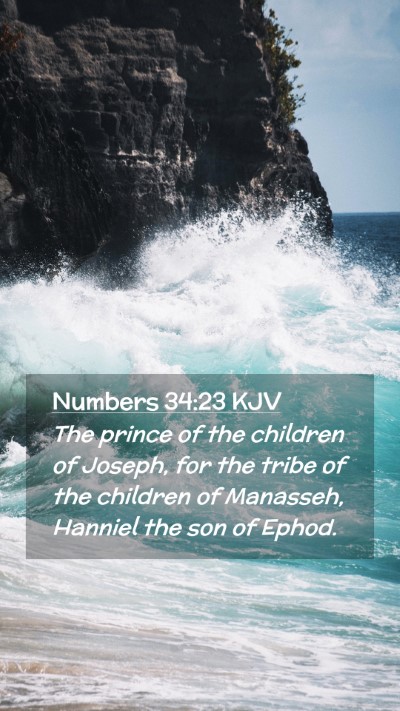 Picture 02 - Numbers 34:23 KJV Mobile Phone Wallpaper - The prince of the children of Joseph, for the - Mobile Bible Verse Wallpaper