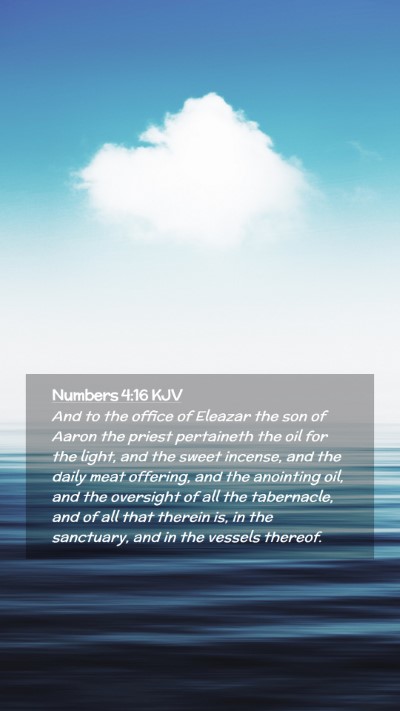 Picture 02 - Numbers 4:16 KJV Mobile Phone Wallpaper - And to the office of Eleazar the son of Aaron the - Mobile Bible Verse Wallpaper