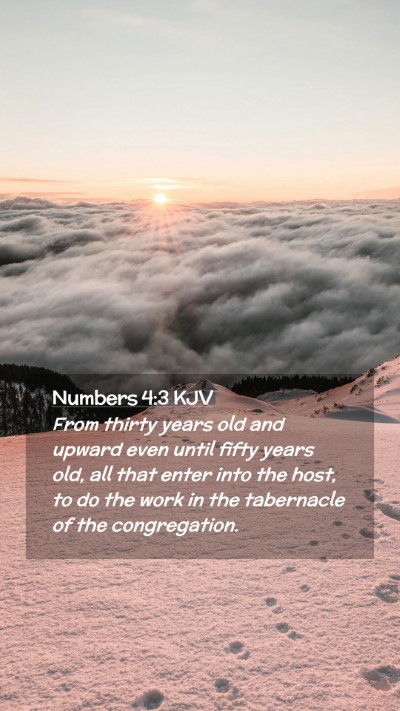 Picture 02 - Numbers 4:3 KJV Mobile Phone Wallpaper - From thirty years old and upward even until fifty - Mobile Bible Verse Wallpaper
