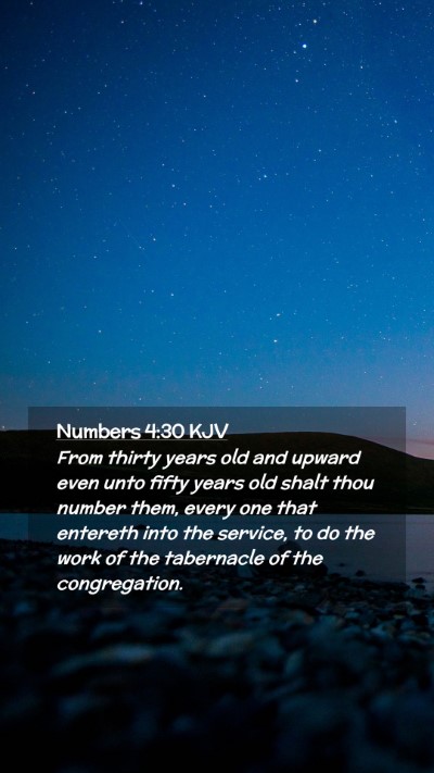 Picture 02 - Numbers 4:30 KJV Mobile Phone Wallpaper - From thirty years old and upward even unto fifty - Mobile Bible Verse Wallpaper