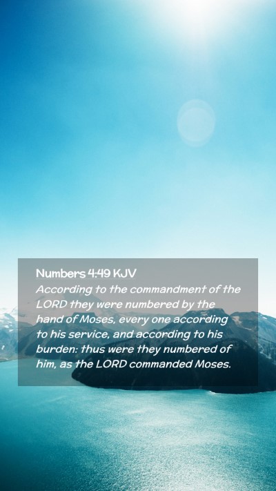 Picture 02 - Numbers 4:49 KJV Mobile Phone Wallpaper - According to the commandment of the LORD they - Mobile Bible Verse Wallpaper