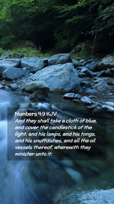 Picture 02 - Numbers 4:9 KJV Mobile Phone Wallpaper - And they shall take a cloth of blue, and cover - Mobile Bible Verse Wallpaper