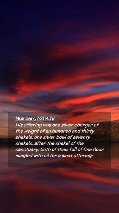 Picture 02 - Numbers 7:31 KJV Mobile Phone Wallpaper - His offering was one silver charger of the weight - Mobile Bible Verse Wallpaper