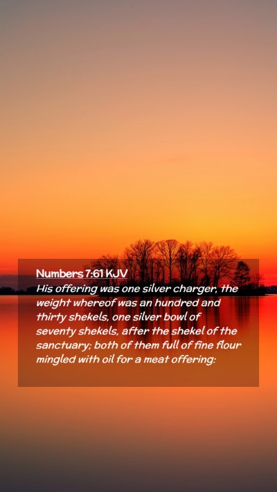 Picture 02 - Numbers 7:61 KJV Mobile Phone Wallpaper - His offering was one silver charger, the weight - Mobile Bible Verse Wallpaper