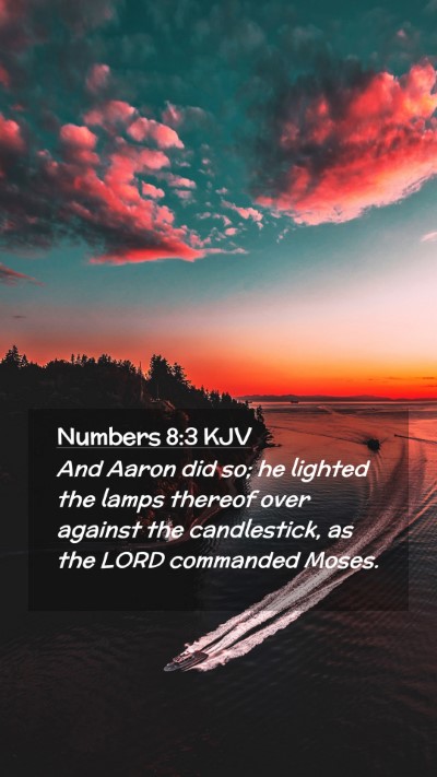 Picture 02 - Numbers 8:3 KJV Mobile Phone Wallpaper - And Aaron did so; he lighted the lamps thereof - Mobile Bible Verse Wallpaper