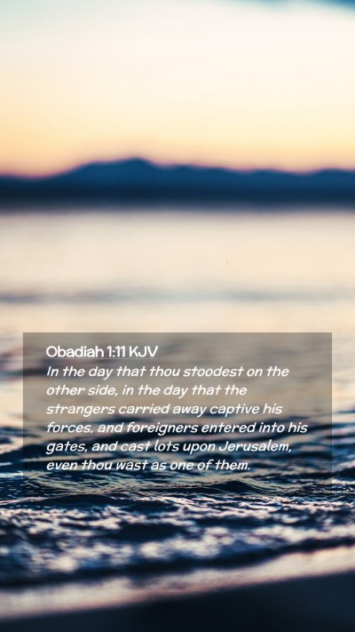 Picture 02 - Obadiah 1:11 KJV Mobile Phone Wallpaper - In the day that thou stoodest on the other side, - Mobile Bible Verse Wallpaper