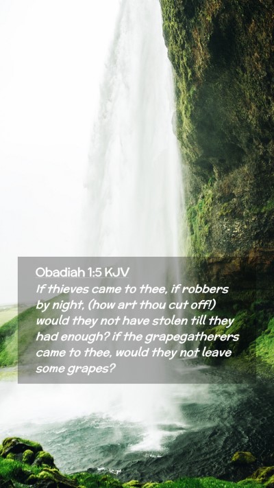 Picture 02 - Obadiah 1:5 KJV Mobile Phone Wallpaper - If thieves came to thee, if robbers by night, - Mobile Bible Verse Wallpaper