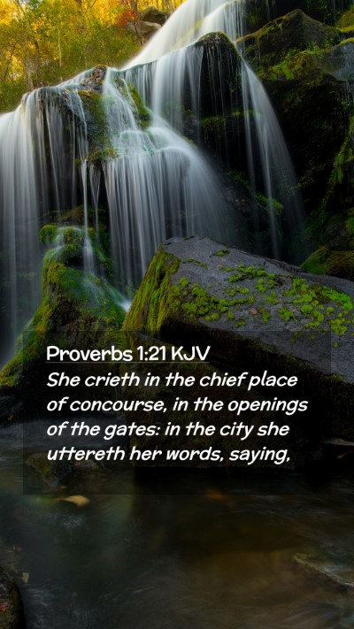 Picture 02 - Proverbs 1:21 KJV Mobile Phone Wallpaper - She crieth in the chief place of concourse, in - Mobile Bible Verse Wallpaper
