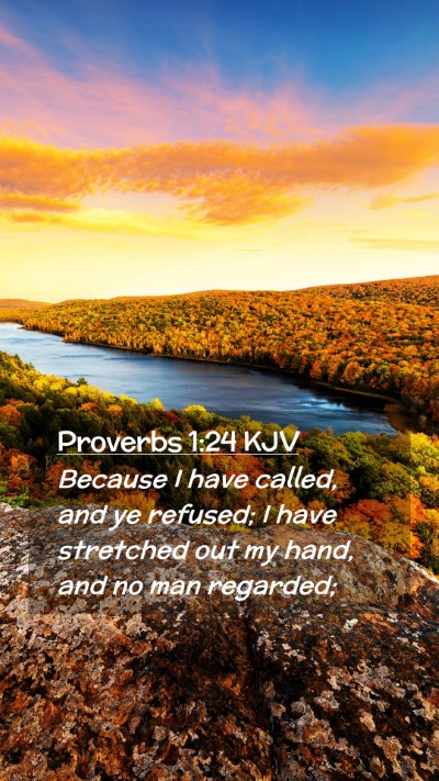 Picture 02 - Proverbs 1:24 KJV Mobile Phone Wallpaper - Because I have called, and ye refused; I have - Mobile Bible Verse Wallpaper