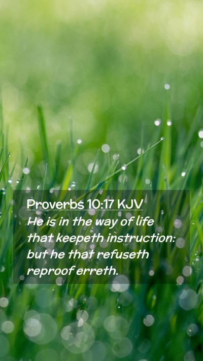 Picture 02 - Proverbs 10:17 KJV Mobile Phone Wallpaper - He is in the way of life that keepeth - Mobile Bible Verse Wallpaper