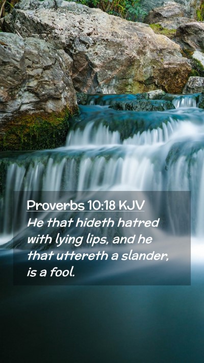 Picture 02 - Proverbs 10:18 KJV Mobile Phone Wallpaper - He that hideth hatred with lying lips, and he - Mobile Bible Verse Wallpaper