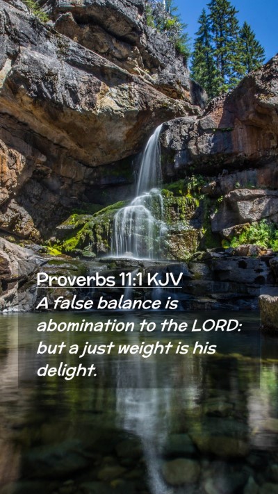 Picture 02 - Proverbs 11:1 KJV Mobile Phone Wallpaper - A false balance is abomination to the LORD: but a - Mobile Bible Verse Wallpaper