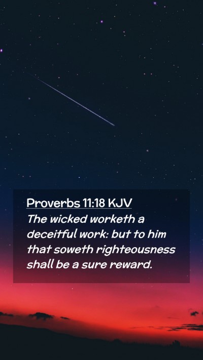 Picture 02 - Proverbs 11:18 KJV Mobile Phone Wallpaper - The wicked worketh a deceitful work: but to him - Mobile Bible Verse Wallpaper