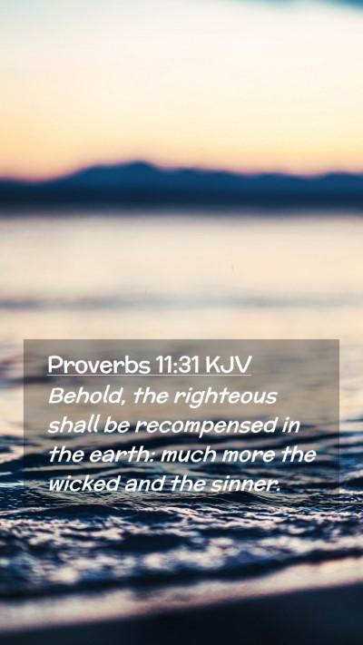 Picture 02 - Proverbs 11:31 KJV Mobile Phone Wallpaper - Behold, the righteous shall be recompensed in the - Mobile Bible Verse Wallpaper