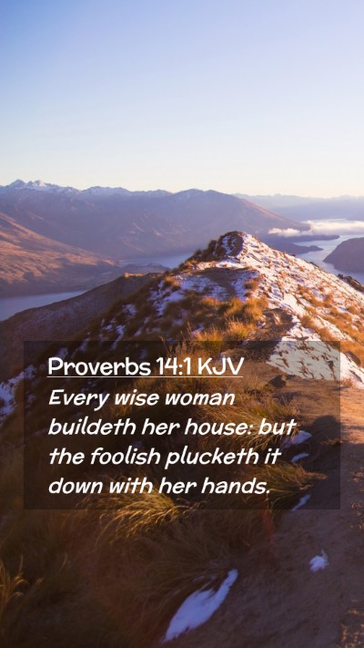 Picture 02 - Proverbs 14:1 KJV Mobile Phone Wallpaper - Every wise woman buildeth her house: but the - Mobile Bible Verse Wallpaper