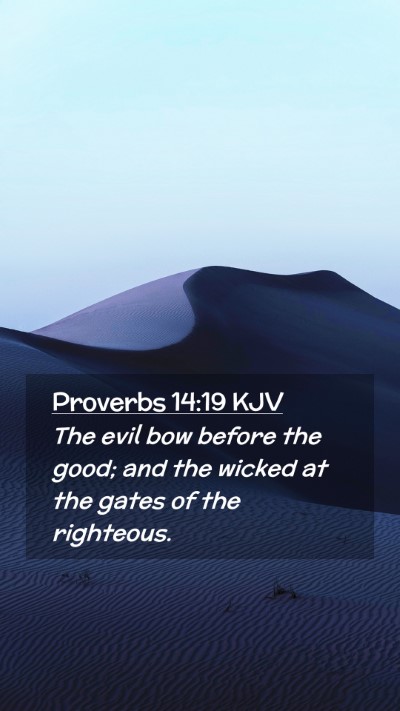 Picture 02 - Proverbs 14:19 KJV Mobile Phone Wallpaper - The evil bow before the good; and the wicked at - Mobile Bible Verse Wallpaper