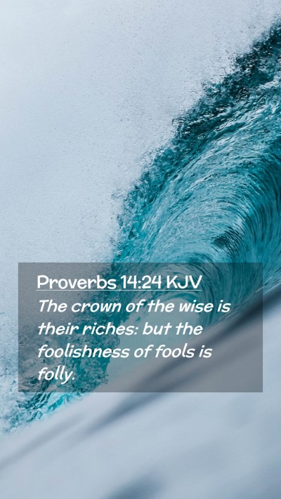 Picture 02 - Proverbs 14:24 KJV Mobile Phone Wallpaper - The crown of the wise is their riches: but the - Mobile Bible Verse Wallpaper