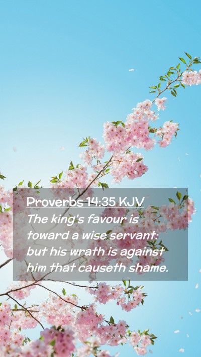 Picture 02 - Proverbs 14:35 KJV Mobile Phone Wallpaper - The king's favour is toward a wise servant: but - Mobile Bible Verse Wallpaper