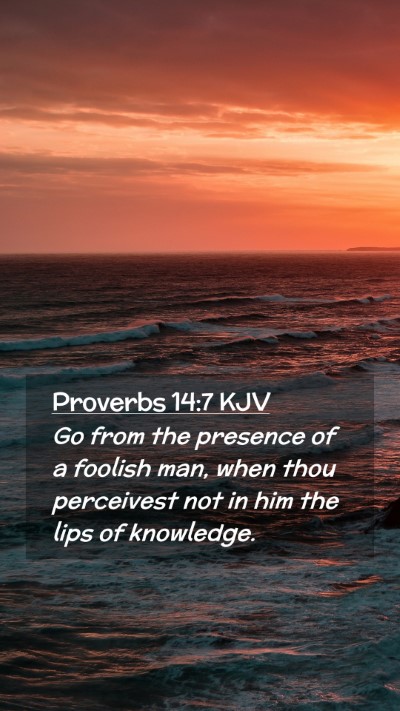 Picture 02 - Proverbs 14:7 KJV Mobile Phone Wallpaper - Go from the presence of a foolish man, when thou - Mobile Bible Verse Wallpaper