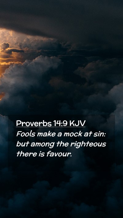 Picture 02 - Proverbs 14:9 KJV Mobile Phone Wallpaper - Fools make a mock at sin: but among the righteous - Mobile Bible Verse Wallpaper