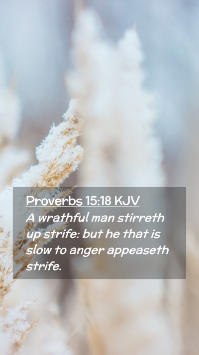 Picture 02 - Proverbs 15:18 KJV Mobile Phone Wallpaper - A wrathful man stirreth up strife: but he that is - Mobile Bible Verse Wallpaper