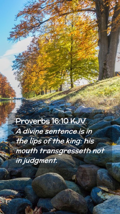 Picture 02 - Proverbs 16:10 KJV Mobile Phone Wallpaper - A divine sentence is in the lips of the king: his - Mobile Bible Verse Wallpaper