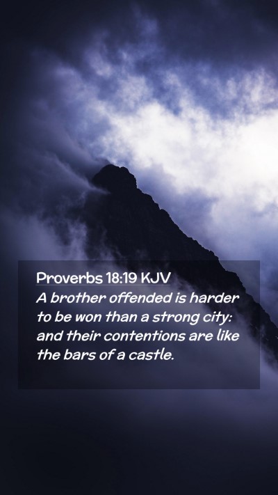 Picture 02 - Proverbs 18:19 KJV Mobile Phone Wallpaper - A brother offended is harder to be won than a - Mobile Bible Verse Wallpaper