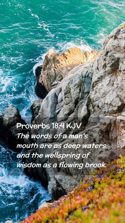 Picture 02 - Proverbs 18:4 KJV Mobile Phone Wallpaper - The words of a man's mouth are as deep waters, - Mobile Bible Verse Wallpaper