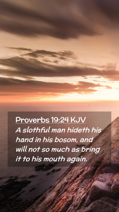Picture 02 - Proverbs 19:24 KJV Mobile Phone Wallpaper - A slothful man hideth his hand in his bosom, and - Mobile Bible Verse Wallpaper