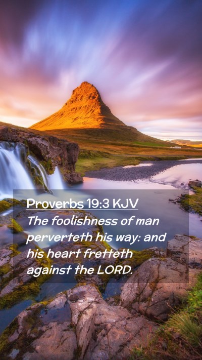 Picture 02 - Proverbs 19:3 KJV Mobile Phone Wallpaper - The foolishness of man perverteth his way: and - Mobile Bible Verse Wallpaper