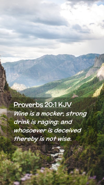 Picture 02 - Proverbs 20:1 KJV Mobile Phone Wallpaper - Wine is a mocker, strong drink is raging: and - Mobile Bible Verse Wallpaper