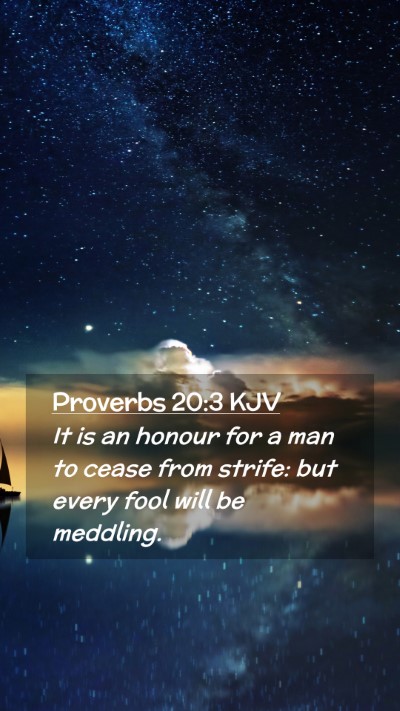 Picture 02 - Proverbs 20:3 KJV Mobile Phone Wallpaper - It is an honour for a man to cease from strife: - Mobile Bible Verse Wallpaper