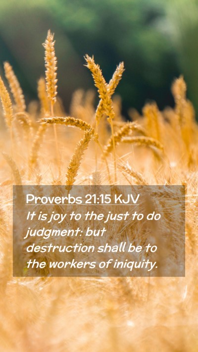 Picture 02 - Proverbs 21:15 KJV Mobile Phone Wallpaper - It is joy to the just to do judgment: but - Mobile Bible Verse Wallpaper