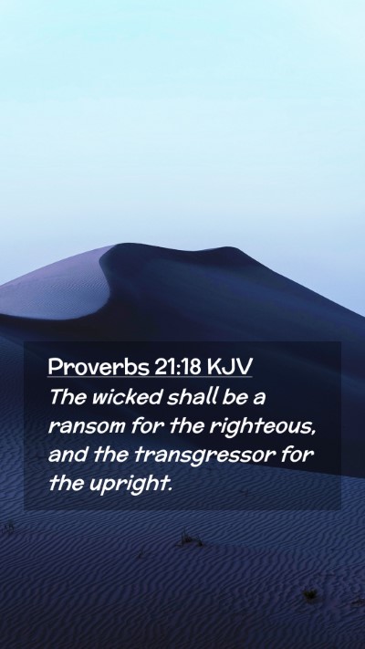 Picture 02 - Proverbs 21:18 KJV Mobile Phone Wallpaper - The wicked shall be a ransom for the righteous, - Mobile Bible Verse Wallpaper