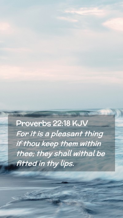 Picture 02 - Proverbs 22:18 KJV Mobile Phone Wallpaper - For it is a pleasant thing if thou keep them - Mobile Bible Verse Wallpaper