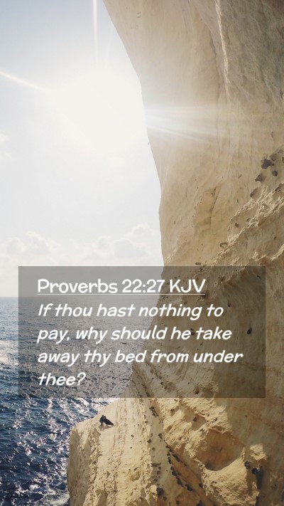 Picture 02 - Proverbs 22:27 KJV Mobile Phone Wallpaper - If thou hast nothing to pay, why should he take - Mobile Bible Verse Wallpaper