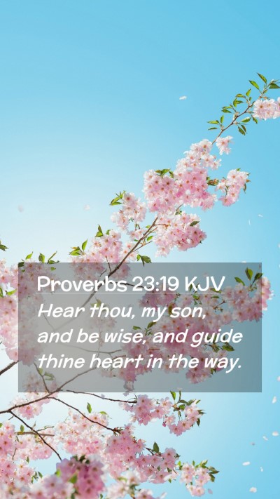 Picture 02 - Proverbs 23:19 KJV Mobile Phone Wallpaper - Hear thou, my son, and be wise, and guide thine - Mobile Bible Verse Wallpaper