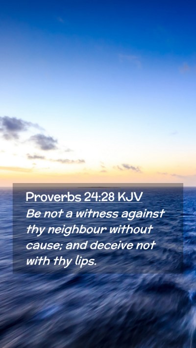 Picture 02 - Proverbs 24:28 KJV Mobile Phone Wallpaper - Be not a witness against thy neighbour without - Mobile Bible Verse Wallpaper