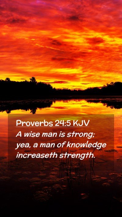 Picture 02 - Proverbs 24:5 KJV Mobile Phone Wallpaper - A wise man is strong; yea, a man of knowledge - Mobile Bible Verse Wallpaper