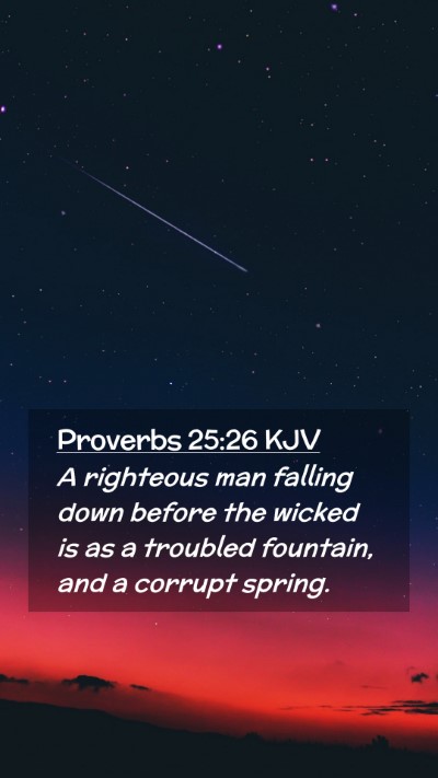 Picture 02 - Proverbs 25:26 KJV Mobile Phone Wallpaper - A righteous man falling down before the wicked is - Mobile Bible Verse Wallpaper