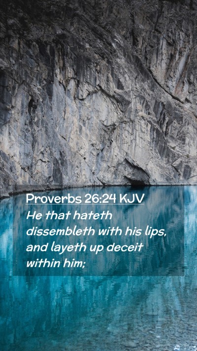Picture 02 - Proverbs 26:24 KJV Mobile Phone Wallpaper - He that hateth dissembleth with his lips, and - Mobile Bible Verse Wallpaper