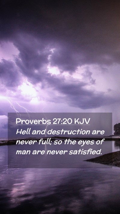 Picture 02 - Proverbs 27:20 KJV Mobile Phone Wallpaper - Hell and destruction are never full; so the eyes - Mobile Bible Verse Wallpaper